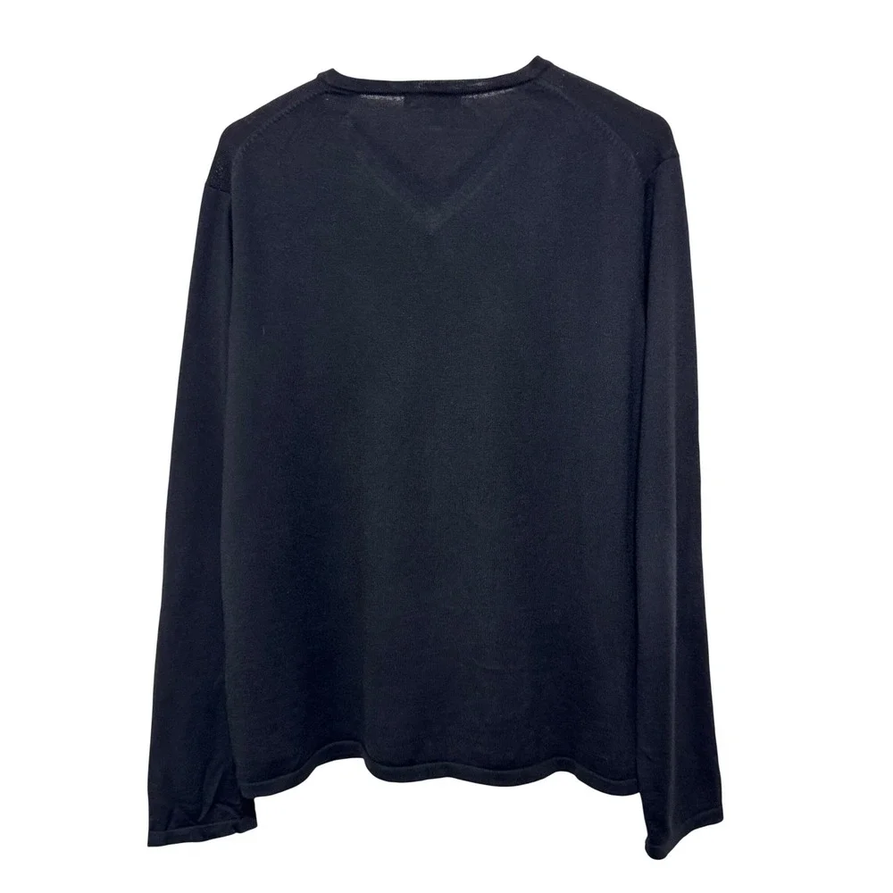 Vintage J. Crew‎ V-Neck Merino Wool Sweater Mens Large Black